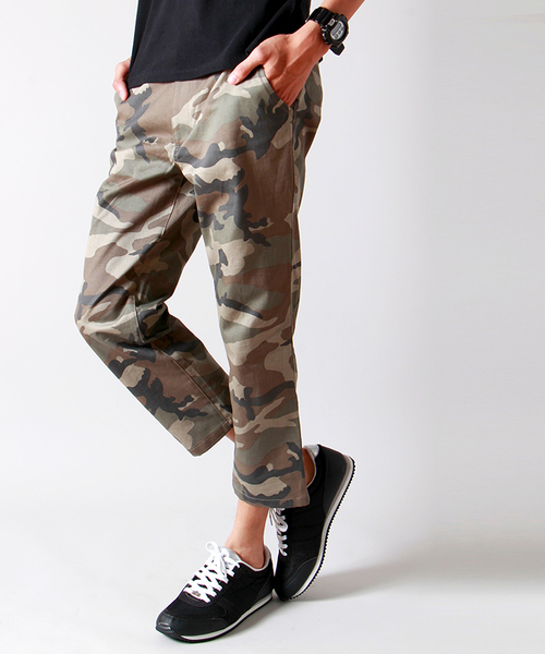 WEGO（ウィゴー）の「WEGO/カモフラツイルクロップドパンツ（スラックス・メンズ・ブラウン/カーキ・LARGE/MEDIUM）」の2枚目の写真