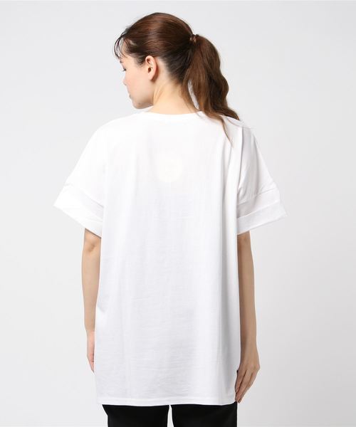 ottilie（オティーリエ）の「ロールアッププリントＴシャツ（Tシャツ/カットソー・レディース・オフホワイト/ブラック/チャコールグレー・FREE）」の5枚目の写真