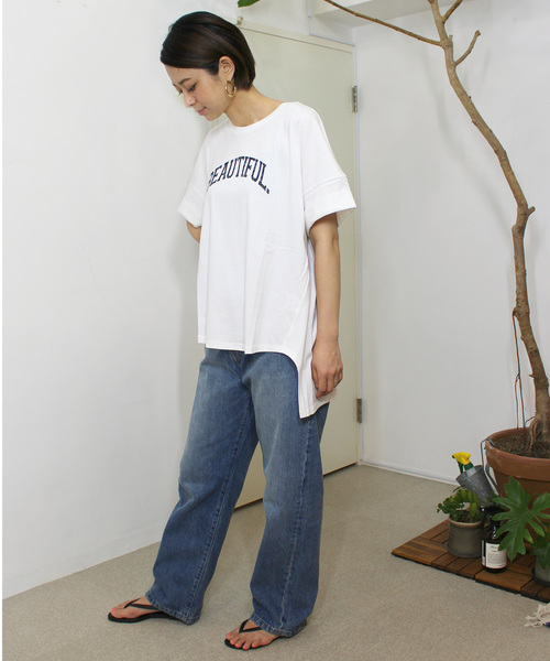 ottilie（オティーリエ）の「ロールアッププリントＴシャツ（Tシャツ/カットソー・レディース・オフホワイト/ブラック/チャコールグレー・FREE）」の13枚目の写真