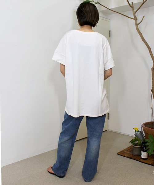 ottilie（オティーリエ）の「ロールアッププリントＴシャツ（Tシャツ/カットソー・レディース・オフホワイト/ブラック/チャコールグレー・FREE）」の14枚目の写真