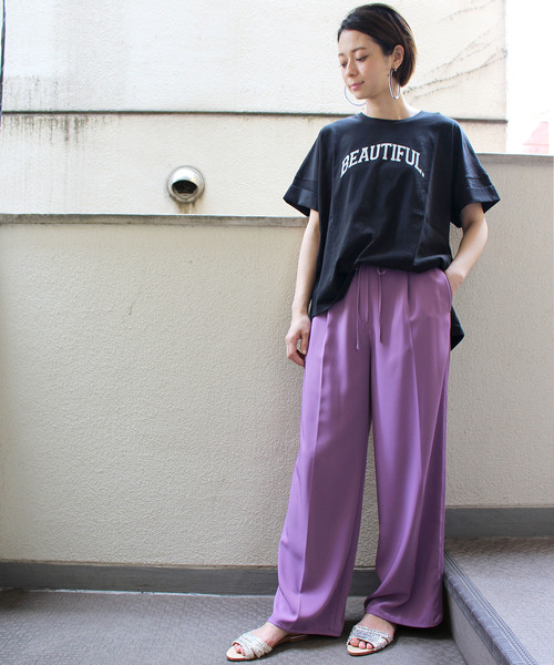 ottilie（オティーリエ）の「ロールアッププリントＴシャツ（Tシャツ/カットソー・レディース・オフホワイト/ブラック/チャコールグレー・FREE）」の15枚目の写真