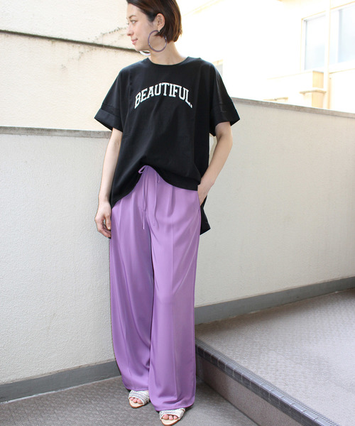 ottilie（オティーリエ）の「ロールアッププリントＴシャツ（Tシャツ/カットソー・レディース・オフホワイト/ブラック/チャコールグレー・FREE）」の16枚目の写真