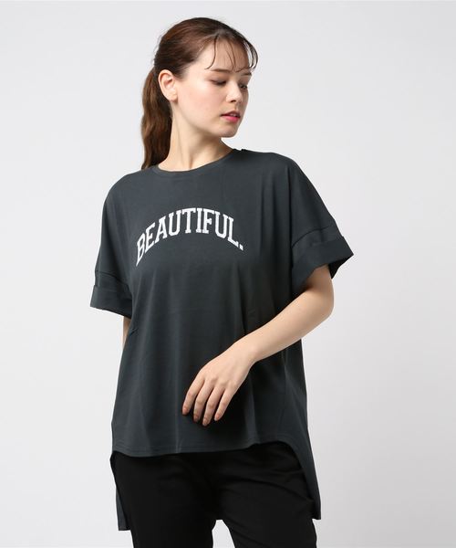 ottilie（オティーリエ）の「ロールアッププリントＴシャツ（Tシャツ/カットソー・レディース・オフホワイト/ブラック/チャコールグレー・FREE）」の10枚目の写真