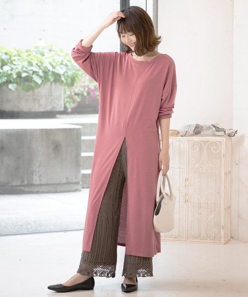 KOBE LETTUCE(コウベレタス)の「クロシェ編みニットワイドパンツ(その他パンツ・レディース・カーキ/グレイッシュベージュ/テラコッタ・FREE)」の13枚目の写真