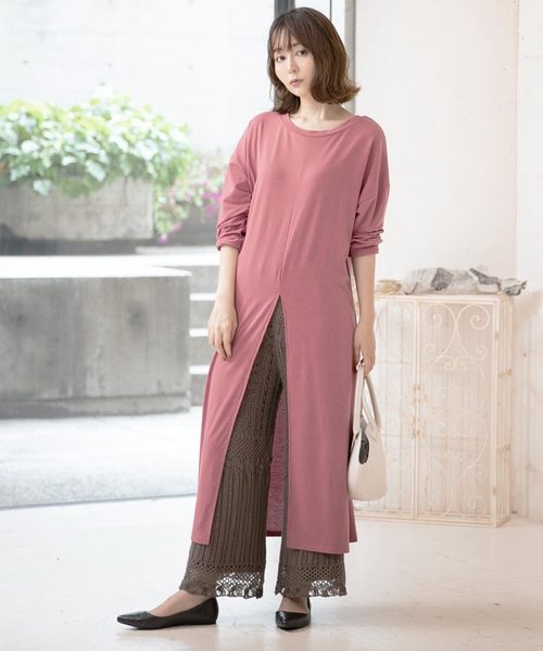 KOBE LETTUCE(コウベレタス)の「クロシェ編みニットワイドパンツ(その他パンツ・レディース・カーキ/グレイッシュベージュ/テラコッタ・FREE)」の14枚目の写真
