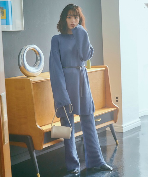 KOBE LETTUCE（コウベレタス）の「選べる2丈リブニットワイドパンツ（その他パンツ・レディース・ベージュ/ピンク系その他/ブラウン/チャコールグレー/ブラック/ベージュ系その他/ピンク系その他2/ブラウン系その他/グレー系その他/ブラック系その他/グリーン系その他/ホワイト系その他/ブルー系その他/ホワイト系その他2/ブルー/ダークグリーン・1/2）」の14枚目の写真