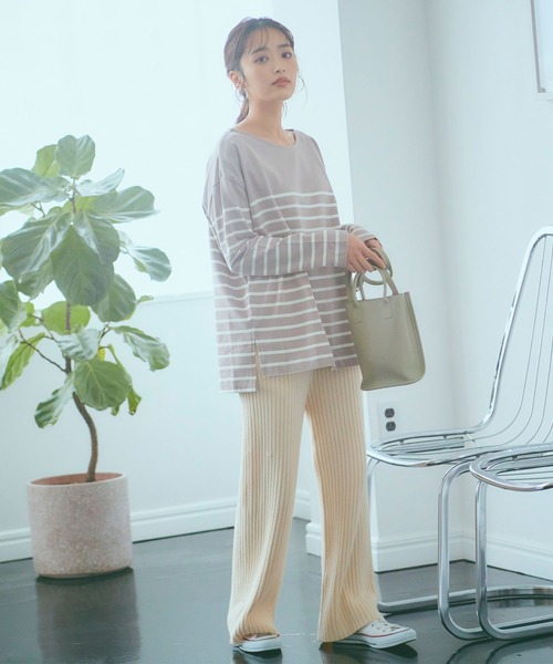 KOBE LETTUCE（コウベレタス）の「選べる2丈リブニットワイドパンツ（その他パンツ・レディース・ベージュ/ピンク系その他/ブラウン/チャコールグレー/ブラック/ベージュ系その他/ピンク系その他2/ブラウン系その他/グレー系その他/ブラック系その他/グリーン系その他/ホワイト系その他/ブルー系その他/ホワイト系その他2/ブルー/ダークグリーン・1/2）」の19枚目の写真