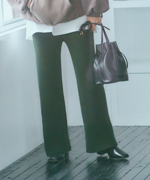 KOBE LETTUCE（コウベレタス）の「選べる2丈リブニットワイドパンツ（その他パンツ・レディース・ベージュ/ピンク系その他/ブラウン/チャコールグレー/ブラック/ベージュ系その他/ピンク系その他2/ブラウン系その他/グレー系その他/ブラック系その他/グリーン系その他/ホワイト系その他/ブルー系その他/ホワイト系その他2/ブルー/ダークグリーン・1/2）」の21枚目の写真