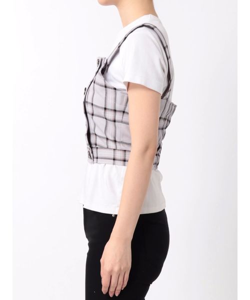 dazzlin（ダズリン）の「チェックビスチェ（シャツ/ブラウス・レディース・ベージュ/グレー・SMALL/MEDIUM）」の9枚目の写真