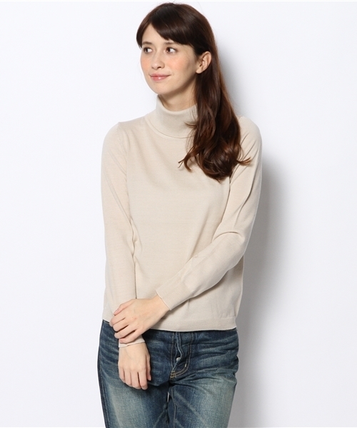 BEAMS BOY（ビームスボーイ）の「BEAMS BOY / 14ゲージ ムジ タートルニット（ニット/セーター・レディース・ナチュラル/ライトブラウン/レッド/ライトブルー・ONE SIZE）」の2枚目の写真