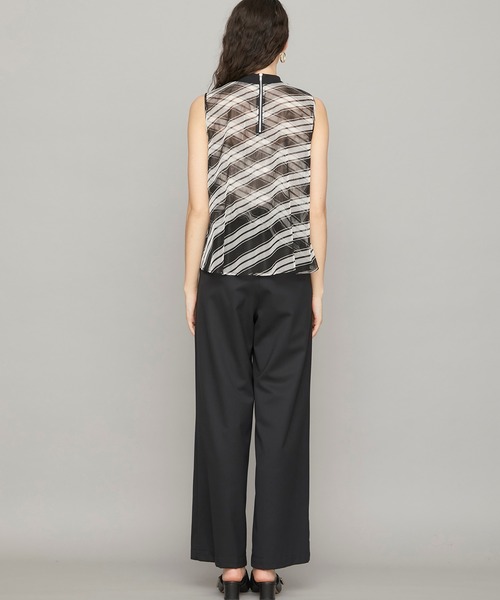 mintdesigns(ミントデザインズ)の「【mintdesigns(ミントデザインズ)】メッシュボーダートップス 36201-MS2TC03(シャツ/ブラウス・レディース・ブラック/ブルー・MEDIUM)」の11枚目の写真