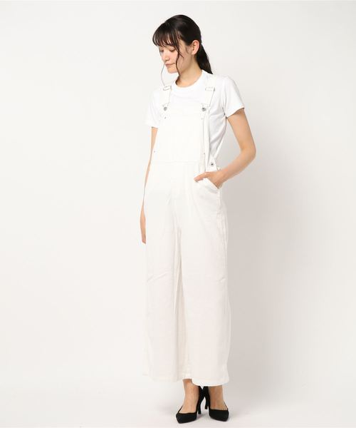 STYLEBLOCK（スタイルブロック）の「カツラギルーズオーバーオールワイドパンツオールインワン（サロペット/オーバーオール・レディース・オフホワイト/ライトベージュ/グレイッシュベージュ・M）」の2枚目の写真
