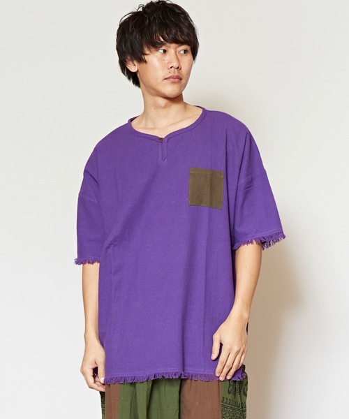 チャイハネ（チャイハネ）の「【チャイハネ】yul ヘビーオンスコットンフリンジMEN'Sトップス（その他トップス・メンズ・ホワイト/ブラック/パープル/ブルー・FREE）」の4枚目の写真