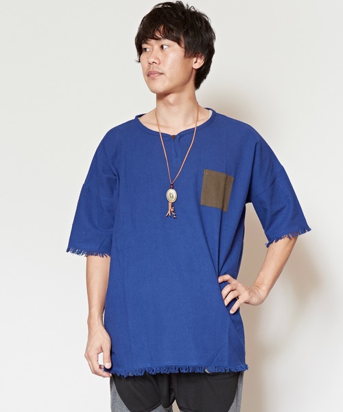 チャイハネ（チャイハネ）の「【チャイハネ】yul ヘビーオンスコットンフリンジMEN'Sトップス（その他トップス・メンズ・ホワイト/ブラック/パープル/ブルー・FREE）」の3枚目の写真