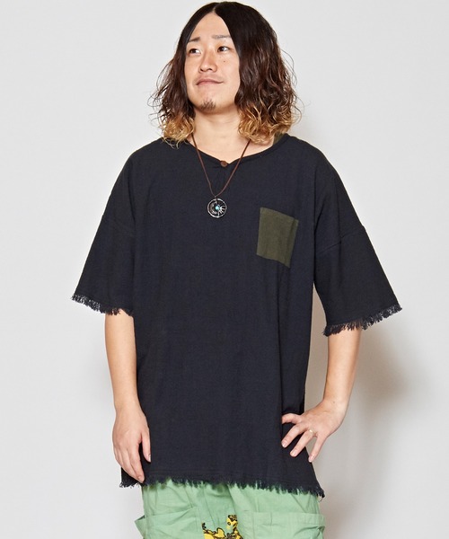 チャイハネ（チャイハネ）の「【チャイハネ】yul ヘビーオンスコットンフリンジMEN'Sトップス（その他トップス・メンズ・ホワイト/ブラック/パープル/ブルー・FREE）」の2枚目の写真