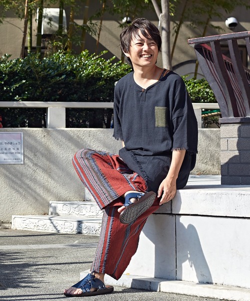 チャイハネ（チャイハネ）の「【チャイハネ】yul ヘビーオンスコットンフリンジMEN'Sトップス（その他トップス・メンズ・ホワイト/ブラック/パープル/ブルー・FREE）」の12枚目の写真