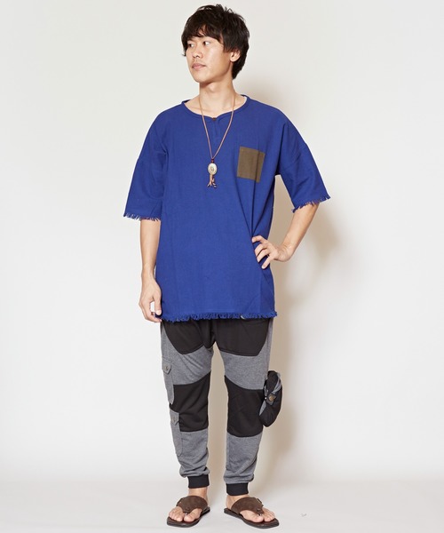 チャイハネ（チャイハネ）の「【チャイハネ】yul ヘビーオンスコットンフリンジMEN'Sトップス（その他トップス・メンズ・ホワイト/ブラック/パープル/ブルー・FREE）」の13枚目の写真