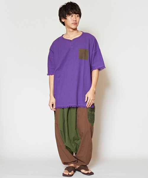 チャイハネ（チャイハネ）の「【チャイハネ】yul ヘビーオンスコットンフリンジMEN'Sトップス（その他トップス・メンズ・ホワイト/ブラック/パープル/ブルー・FREE）」の8枚目の写真