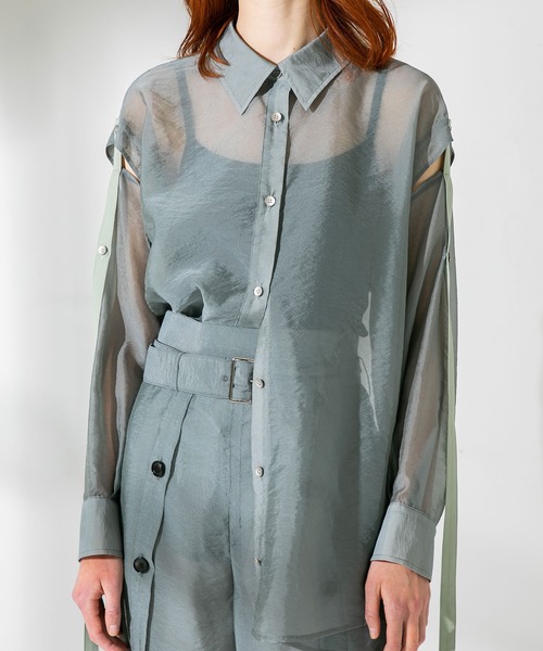 UNITED TOKYO（ユナイテッドトウキョウ）の「KARAKUSAジャガードブラウス（シャツ/ブラウス・レディース・ベージュ/カーキ/ライトグリーン・0）」の17枚目の写真