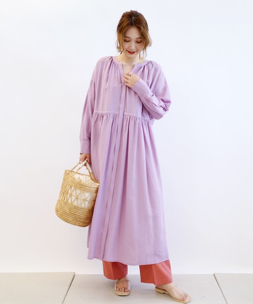 DouDou(ドゥドゥ)の「ギャザーワンピコート(その他アウター・レディース・カーキ/サックスブルー/ピンク・FREE)」の22枚目の写真