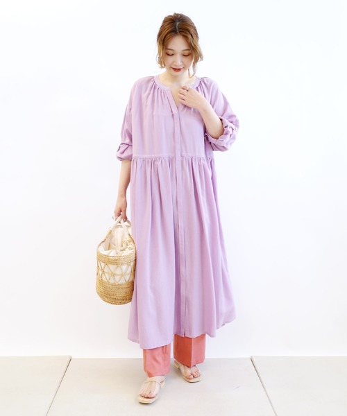 DouDou(ドゥドゥ)の「ギャザーワンピコート(その他アウター・レディース・カーキ/サックスブルー/ピンク・FREE)」の17枚目の写真