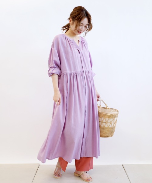 DouDou(ドゥドゥ)の「ギャザーワンピコート(その他アウター・レディース・カーキ/サックスブルー/ピンク・FREE)」の19枚目の写真