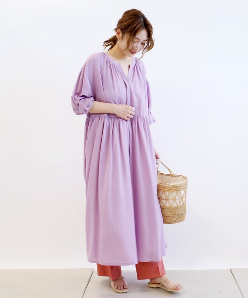 DouDou(ドゥドゥ)の「ギャザーワンピコート(その他アウター・レディース・カーキ/サックスブルー/ピンク・FREE)」の20枚目の写真