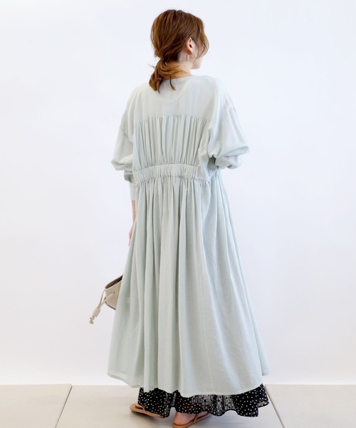 DouDou(ドゥドゥ)の「ギャザーワンピコート(その他アウター・レディース・カーキ/サックスブルー/ピンク・FREE)」の15枚目の写真