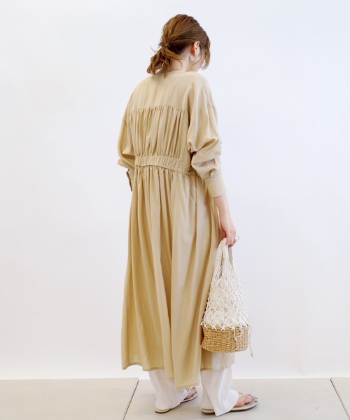 DouDou(ドゥドゥ)の「ギャザーワンピコート(その他アウター・レディース・カーキ/サックスブルー/ピンク・FREE)」の10枚目の写真