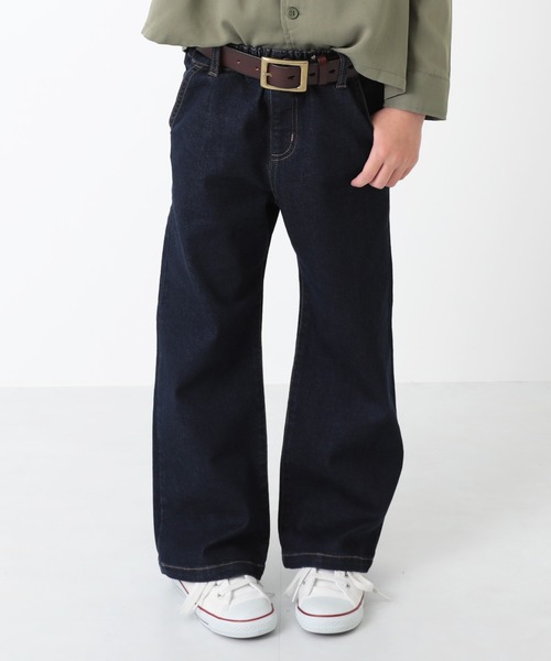 devirock（デビロック）の「楽デニム ワイドデニムパンツ（デニムパンツ・キッズ・ブルー系その他/サックスブルー/ワンウォッシュ/ネイビー・110cm/150cm/160cm/140cm/120cm/100cm/130cm）」の4枚目の写真