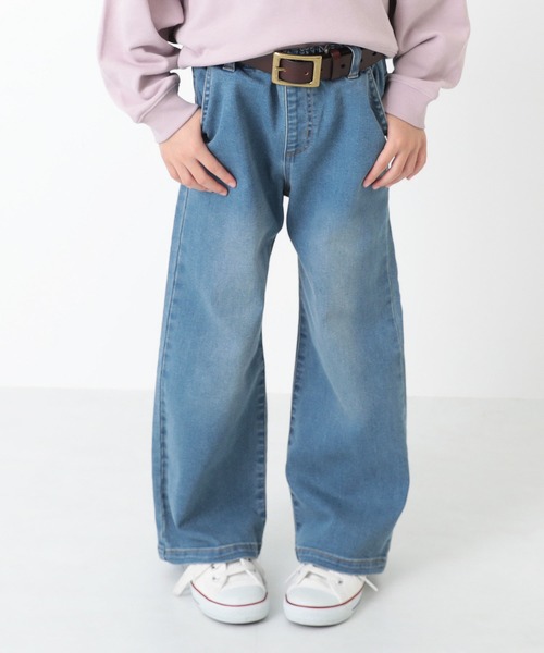 devirock（デビロック）の「楽デニム ワイドデニムパンツ（デニムパンツ・キッズ・ブルー系その他/サックスブルー/ワンウォッシュ/ネイビー・110cm/150cm/160cm/140cm/120cm/100cm/130cm）」の2枚目の写真