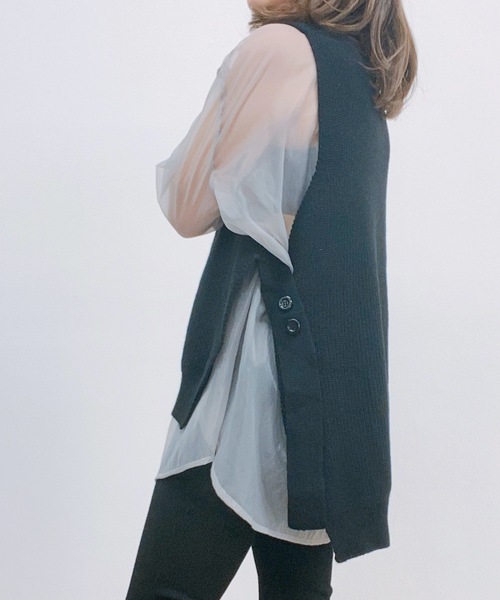 ap retro(アプレトロ)の「ハイネックサイドベルトニットベスト【ZOZO限定アイテム】(ベスト・レディース・ブラック/ベージュ/ブラウン/グレー・FREE)」の2枚目の写真