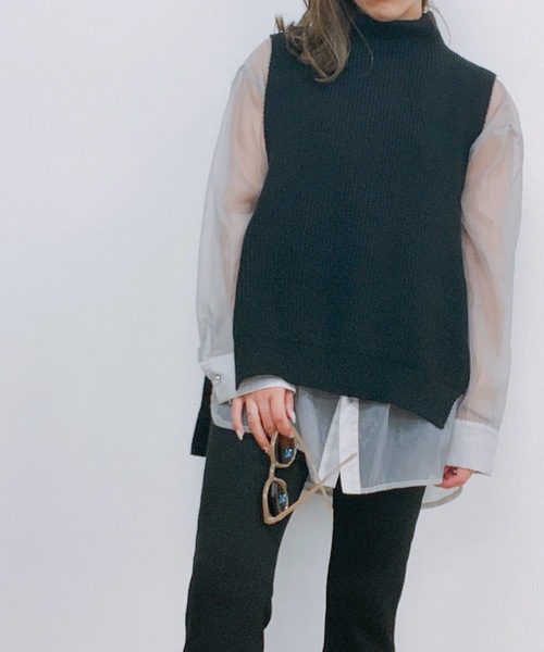 ap retro(アプレトロ)の「ハイネックサイドベルトニットベスト【ZOZO限定アイテム】(ベスト・レディース・ブラック/ベージュ/ブラウン/グレー・FREE)」の11枚目の写真