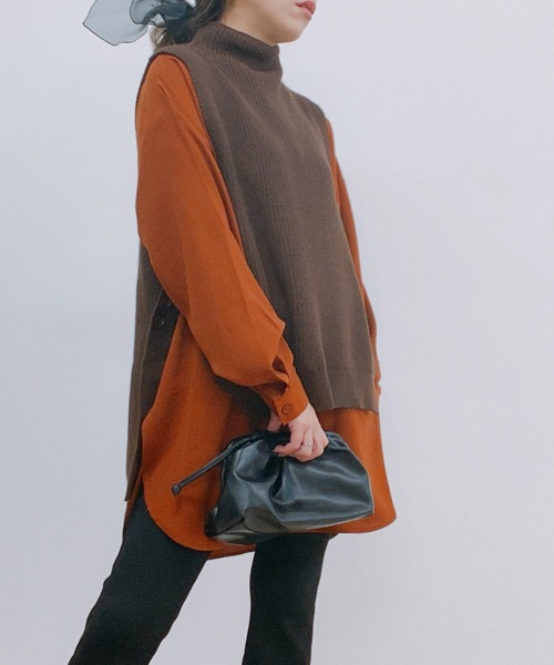 ap retro(アプレトロ)の「ハイネックサイドベルトニットベスト【ZOZO限定アイテム】(ベスト・レディース・ブラック/ベージュ/ブラウン/グレー・FREE)」の10枚目の写真