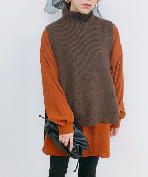 ap retro(アプレトロ)の「ハイネックサイドベルトニットベスト【ZOZO限定アイテム】(ベスト・レディース・ブラック/ベージュ/ブラウン/グレー・FREE)」の17枚目の写真