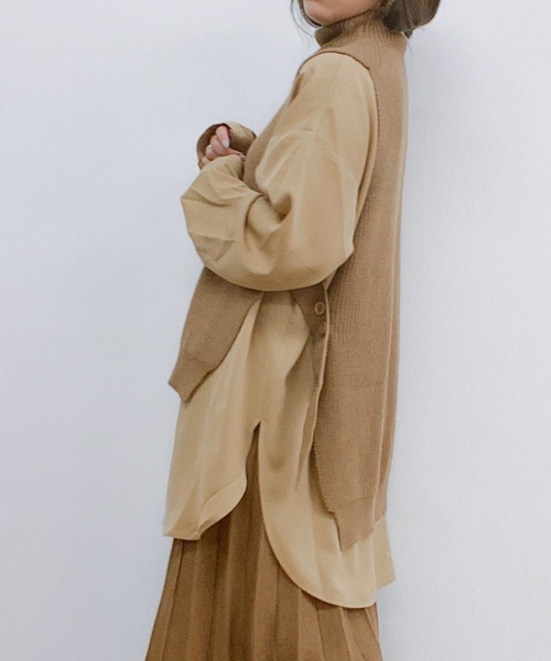 ap retro(アプレトロ)の「ハイネックサイドベルトニットベスト【ZOZO限定アイテム】(ベスト・レディース・ブラック/ベージュ/ブラウン/グレー・FREE)」の8枚目の写真