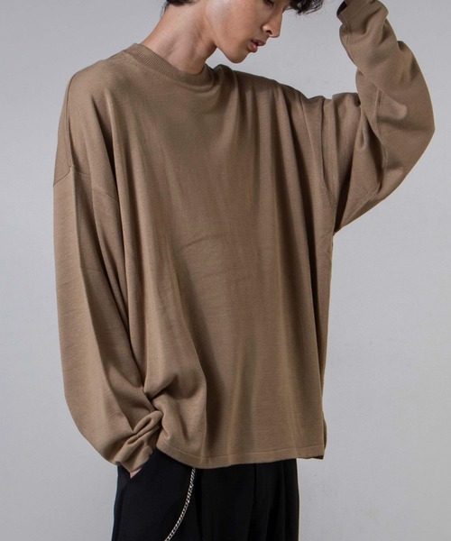 WEGO（ウィゴー）の「WEGO/バルーンハイゲージセーター（ニット/セーター・メンズ・ブラック/ベージュ/ブラウン/パープル・MEDIUM/LARGE）」の4枚目の写真