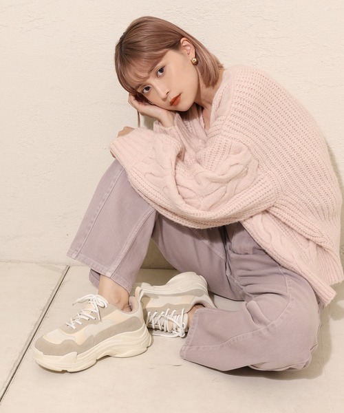 one after another NICE CLAUP（ワンアフターアナザーナイスクラップ）の「厚底スニーカー（スニーカー・レディース・ベージュ/オフホワイト/ピンク系その他・SMALL/MEDIUM/LARGE）」の6枚目の写真