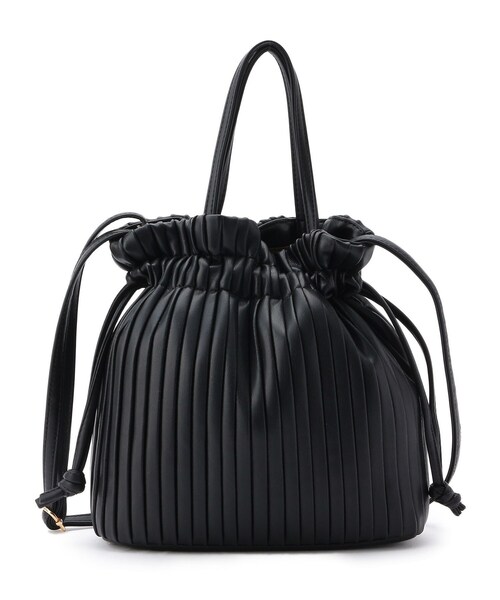 pink adobe(ピンクアドベ)の「◆【2WAY】プリーツ巾着バッグ(ショルダーバッグ・レディース・アイボリー/シルバー/ゴールド/ブラック/サックスブルー・00)」の3枚目の写真