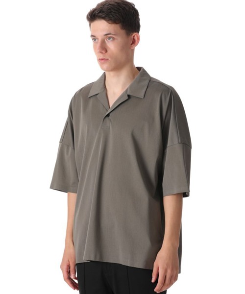 ATTACHMENT(アタッチメント)の「ショートスリーブビッグポロ/TA/CO MIX WARP KNITTING S/S BIG POLO(ポロシャツ・メンズ・ブラック/カーキ・1/2)」の2枚目の写真