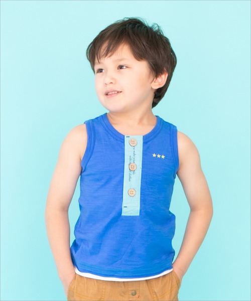 RAGMART(ラグマート)の「スラブ天竺タンクトップ(Tシャツ/カットソー・キッズ・グリーン/ブルー・120cm/130cm/100cm/110cm)」の1枚目の写真