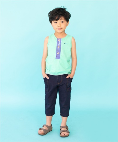 RAGMART(ラグマート)の「スラブ天竺タンクトップ(Tシャツ/カットソー・キッズ・グリーン/ブルー・120cm/130cm/100cm/110cm)」の4枚目の写真