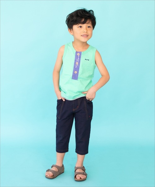 RAGMART(ラグマート)の「スラブ天竺タンクトップ(Tシャツ/カットソー・キッズ・グリーン/ブルー・120cm/130cm/100cm/110cm)」の6枚目の写真