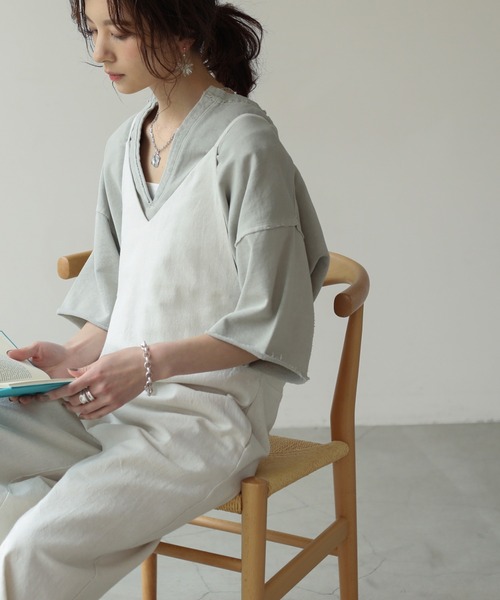 frames RAY CASSIN（フレームスレイカズン）の「【ZOZO限定】コットンリネンオールインワン（つなぎ/オールインワン・レディース・ブルー/オフホワイト/スミクロ・FREE）」の12枚目の写真