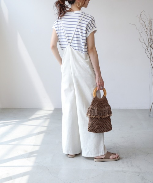 frames RAY CASSIN（フレームスレイカズン）の「【ZOZO限定】コットンリネンオールインワン（つなぎ/オールインワン・レディース・ブルー/オフホワイト/スミクロ・FREE）」の6枚目の写真