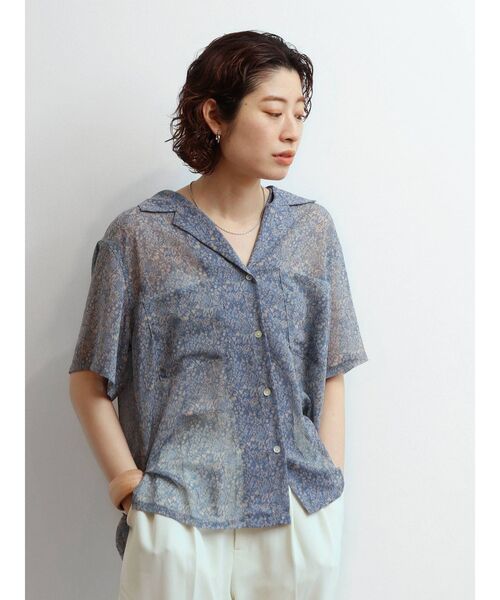 Ungrid（アングリッド）の「シアーフラワーハーフスリーブシャツ（シャツ/ブラウス・レディース・ブルー/グリーン・FREE）」の12枚目の写真