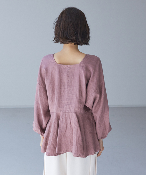 qualite(カリテ)の「【WEB・一部店舗限定】リネンボリュームブラウス(シャツ/ブラウス・レディース・ベージュ/ネイビー/イエロー/ライラック・フリー)」の7枚目の写真