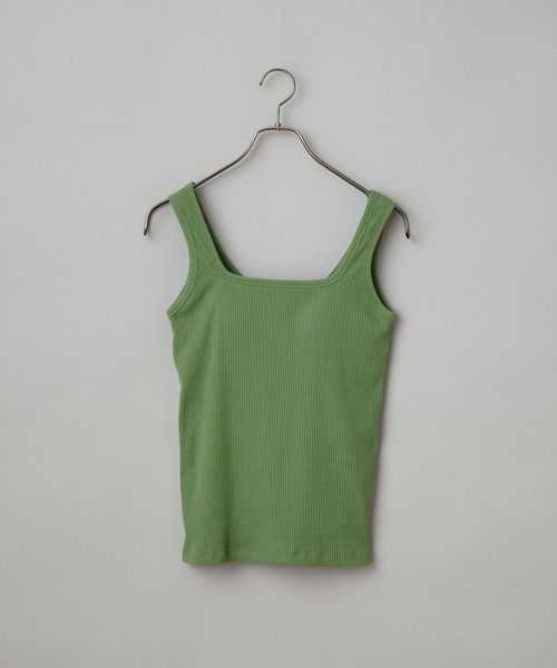 CIAOPANIC(チャオパニック)の「パット付きスクエアタンクトップ(タンクトップ・レディース・チャコールグレー/ラベンダー/グリーン/オフホワイト・FREE)」の4枚目の写真