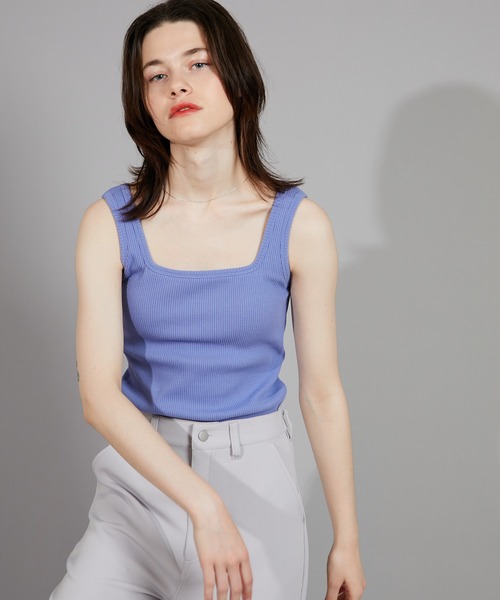 CIAOPANIC(チャオパニック)の「パット付きスクエアタンクトップ(タンクトップ・レディース・チャコールグレー/ラベンダー/グリーン/オフホワイト・FREE)」の14枚目の写真