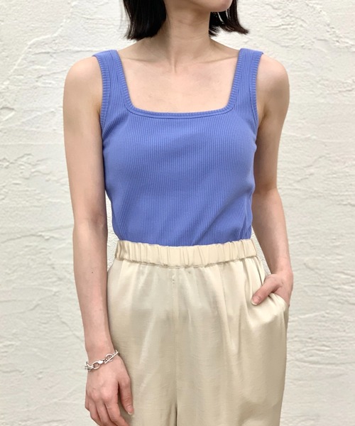 CIAOPANIC(チャオパニック)の「パット付きスクエアタンクトップ(タンクトップ・レディース・チャコールグレー/ラベンダー/グリーン/オフホワイト・FREE)」の21枚目の写真